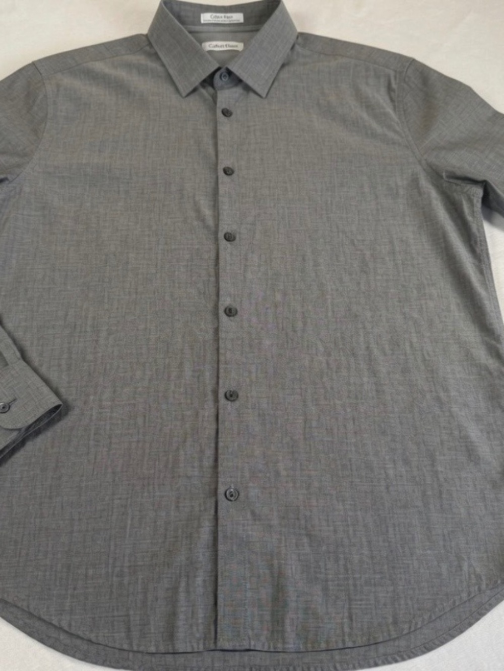 Calvin Klein Men's Long Sleeve Button Up Linen Shirt Size Large - Gray